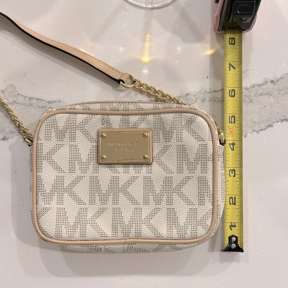 Michael Kors Beige MK Logo Jet Set Crossbody small compact bag - Picture 7 of 10